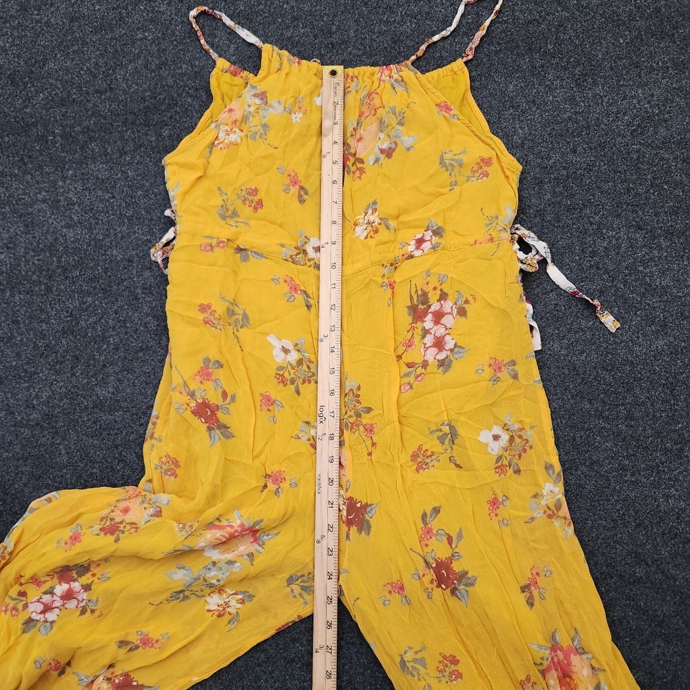 Free People Women's XS Georgia Mustard Floral Boho Jumpsuit Cottagecore Prairie - Picture 6 of 10